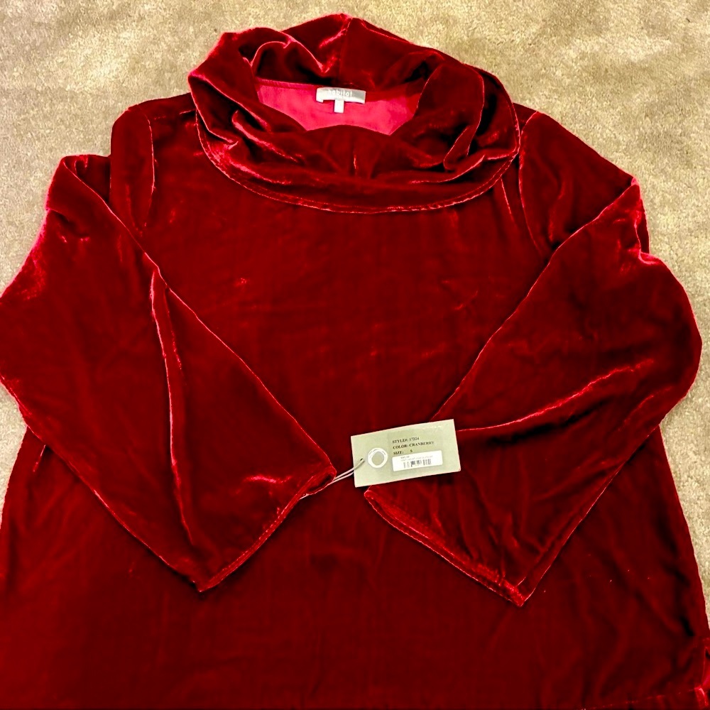 Habitat Women's Velvet Cowl Neck Sweater - Deep Red NWT - Picture 3 of 5